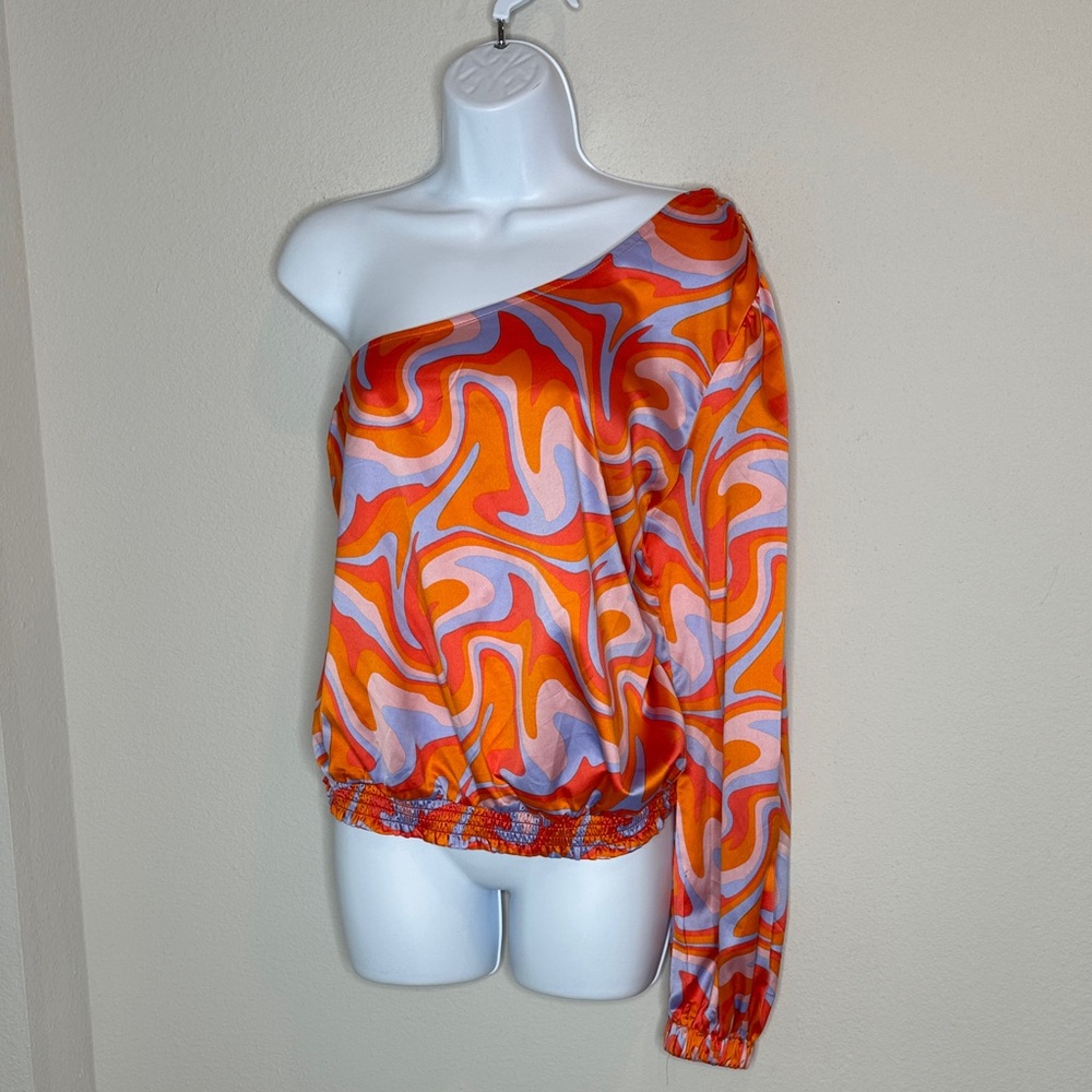 Willow Tree Orange and Pink Swirl Blouse